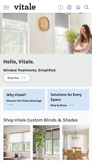 Vitale Blinds Mobile Website