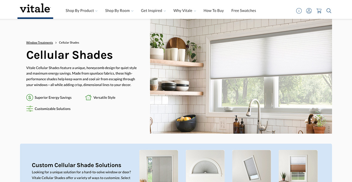 Vitale Blinds Desktop Website